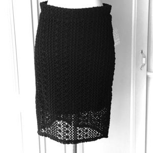 NWT Free People black crochet lace skirt, lined, Sz 10